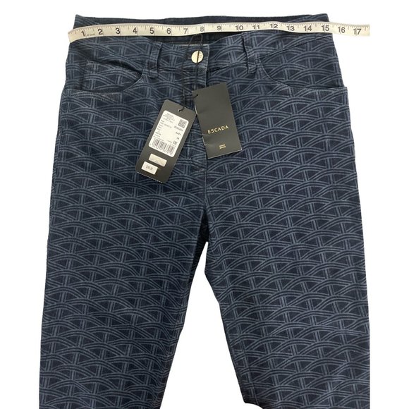 Escada Women's Patterned Straight Leg‎ Jeans Size 8 / 38 NWT $285 Metal Logo - Picture 4 of 12